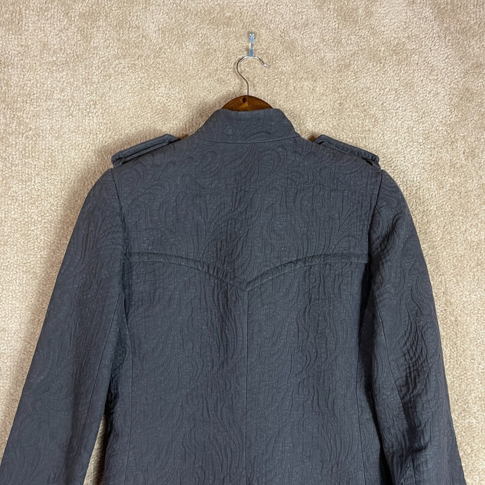 Club Monaco Jacket Womens Size XS Black Cotton Jacquard Long Trench Coat Modern - Picture 8 of 9
